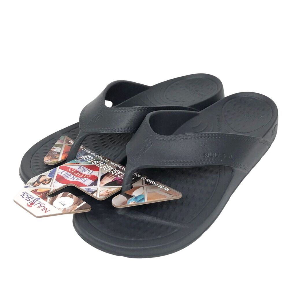 NEW Nuusol Cascade Flip Flops Granite Gray Mens 13‎ Made in USA